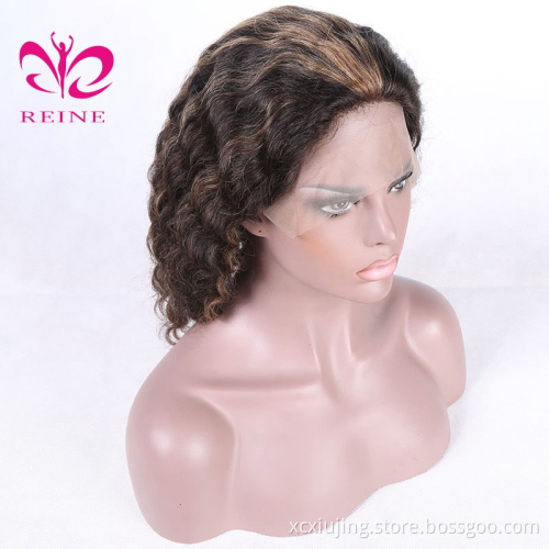 150% Density 1b/27  Mix Color Chinese Virgin Hair Lace Frontal  Wig Water Wave Lace Fronatal  Human Hair Wigs